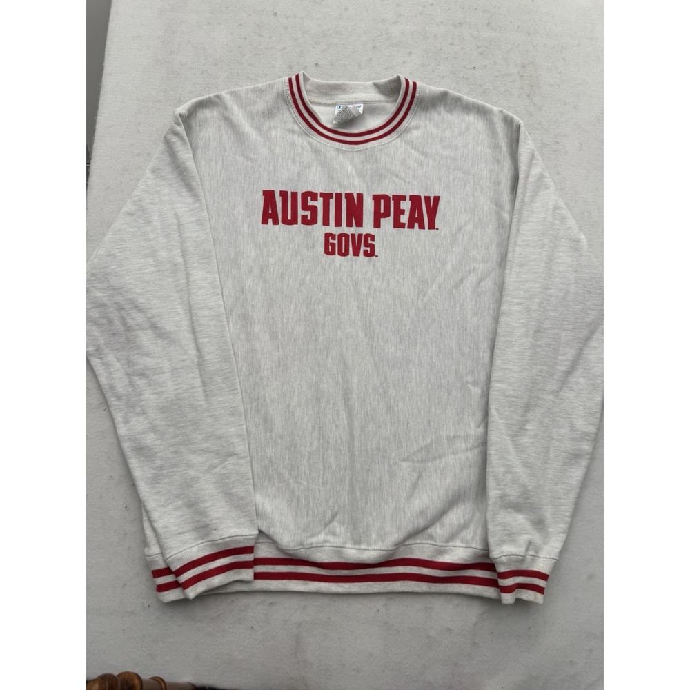 VTG Champion Austin Peay Governors Crewneck Sweatshirt Men's L Gray Red Y2K NICE
